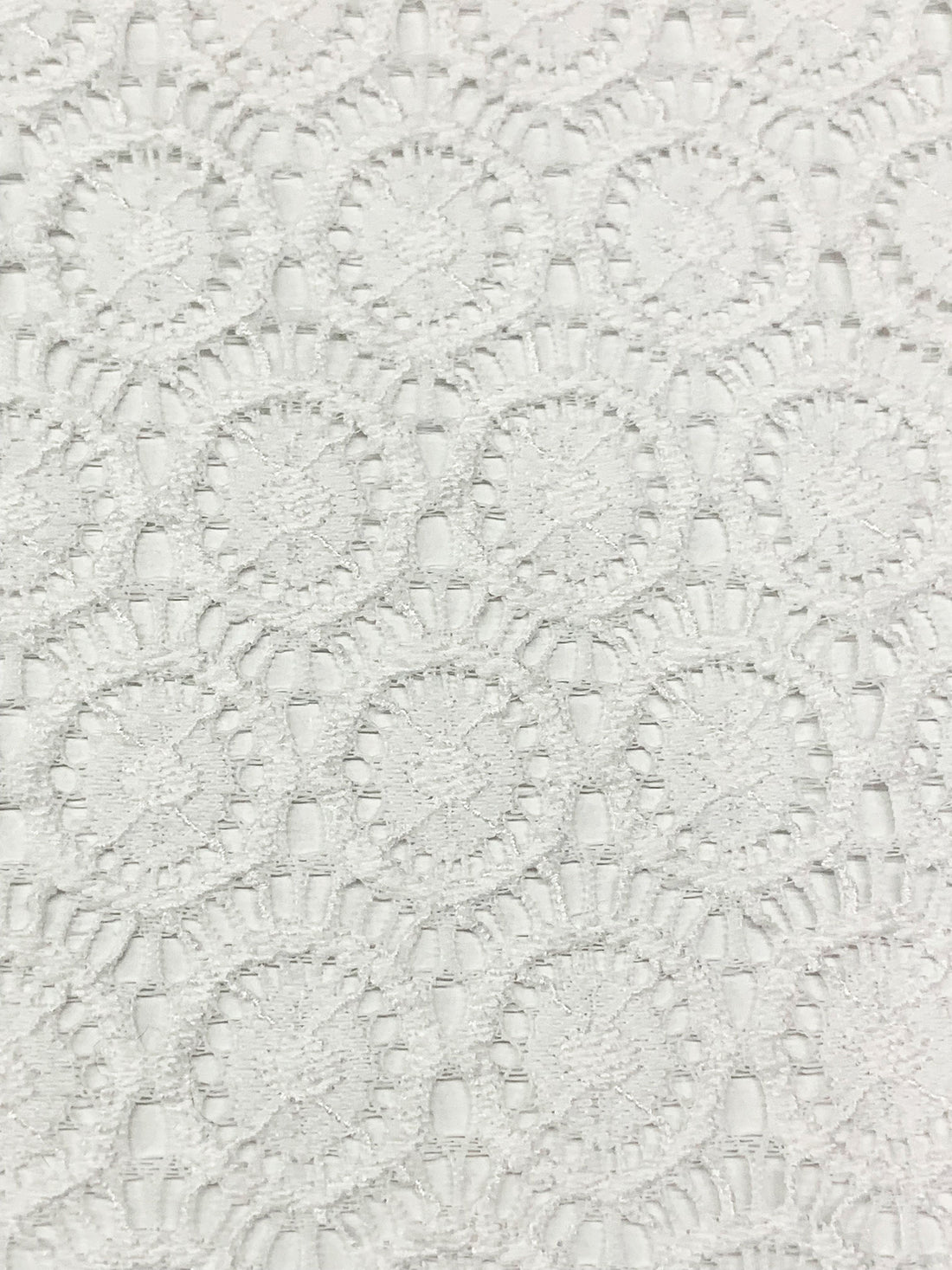 White Nylon/Lycra Medallion Weave Stretch Lace - Famous Dress Designer - 55W
