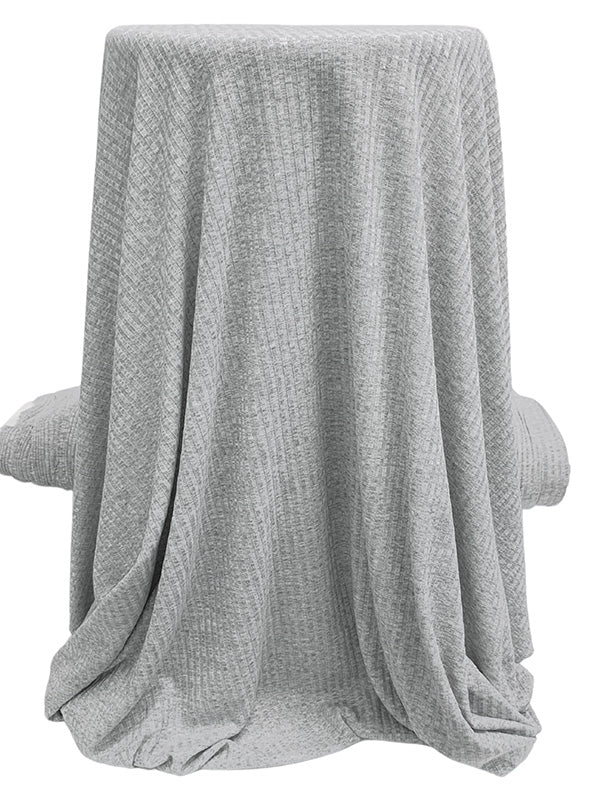 Gentle Gray Polyester/Lycra Heathered Rib Knit 56W