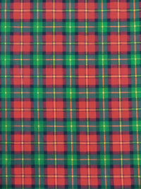 Dark Red/Leaf Green/Mustard Yellow/Multi Polyester/Cotton Plaid Broadcloth 58W