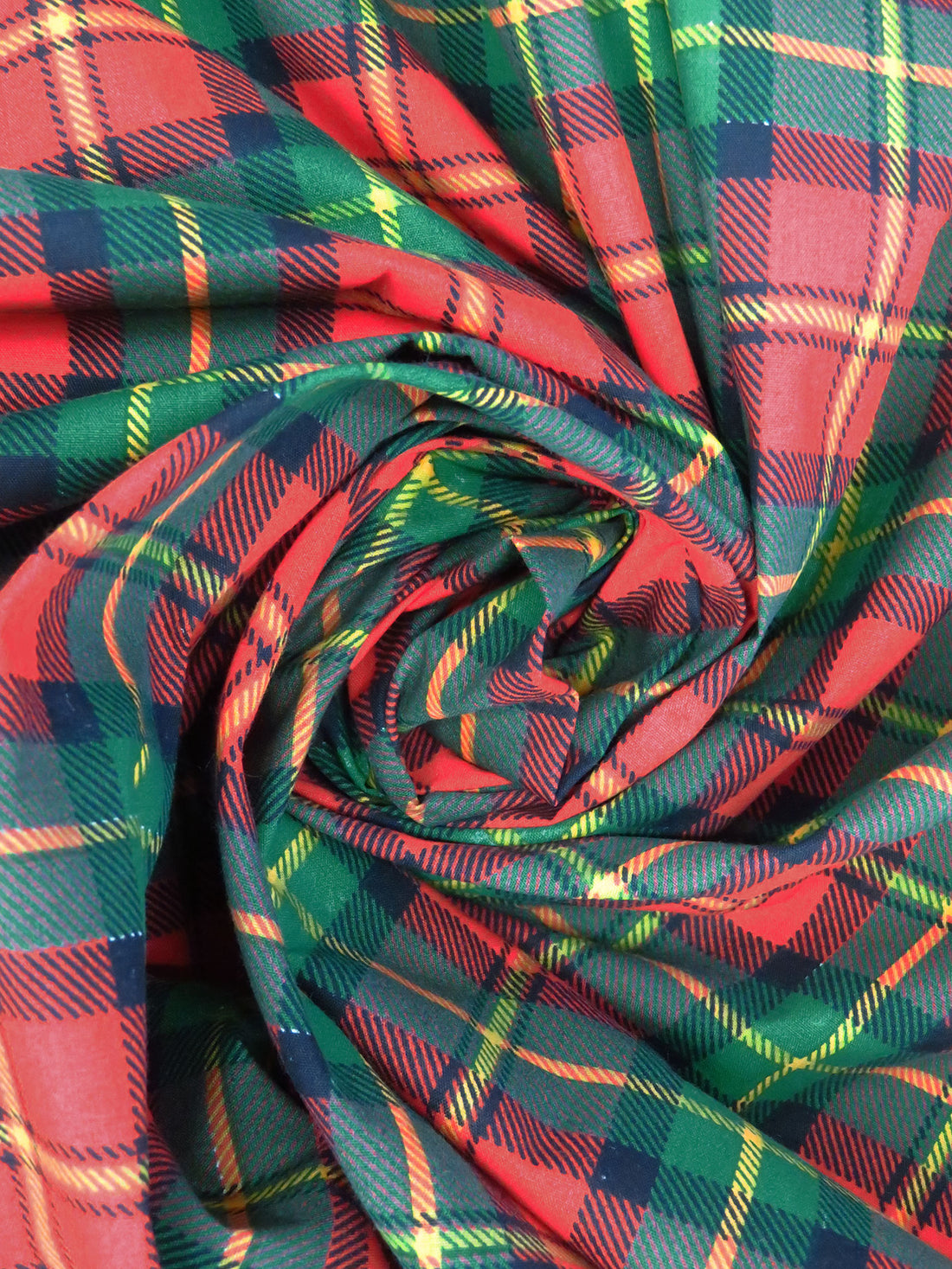 Dark Red/Leaf Green/Mustard Yellow/Multi Polyester/Cotton Plaid Broadcloth 58W