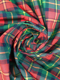 Dark Red/Leaf Green/Mustard Yellow/Multi Polyester/Cotton Plaid Broadcloth 58W