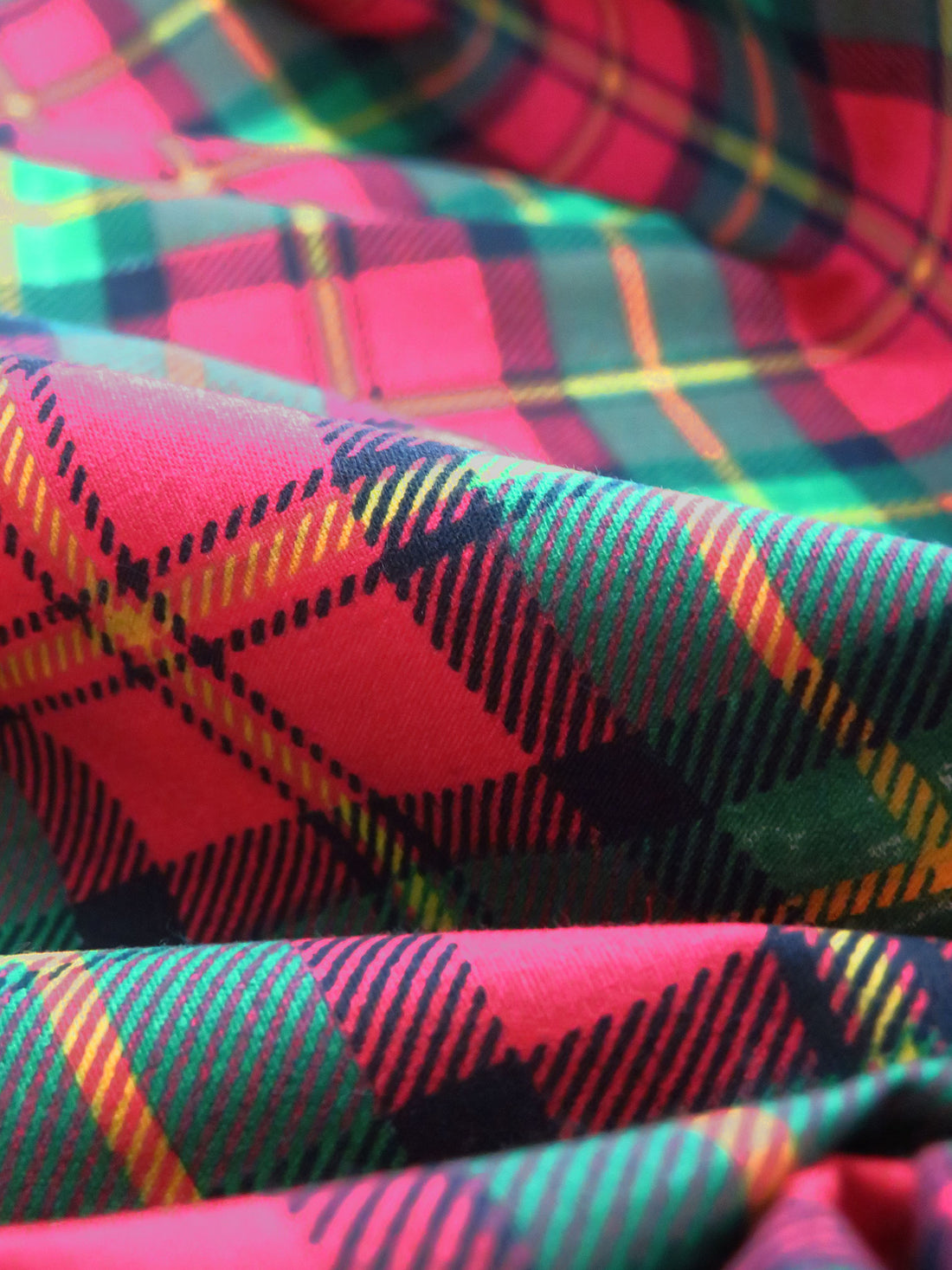 Dark Red/Leaf Green/Mustard Yellow/Multi Polyester/Cotton Plaid Broadcloth 58W