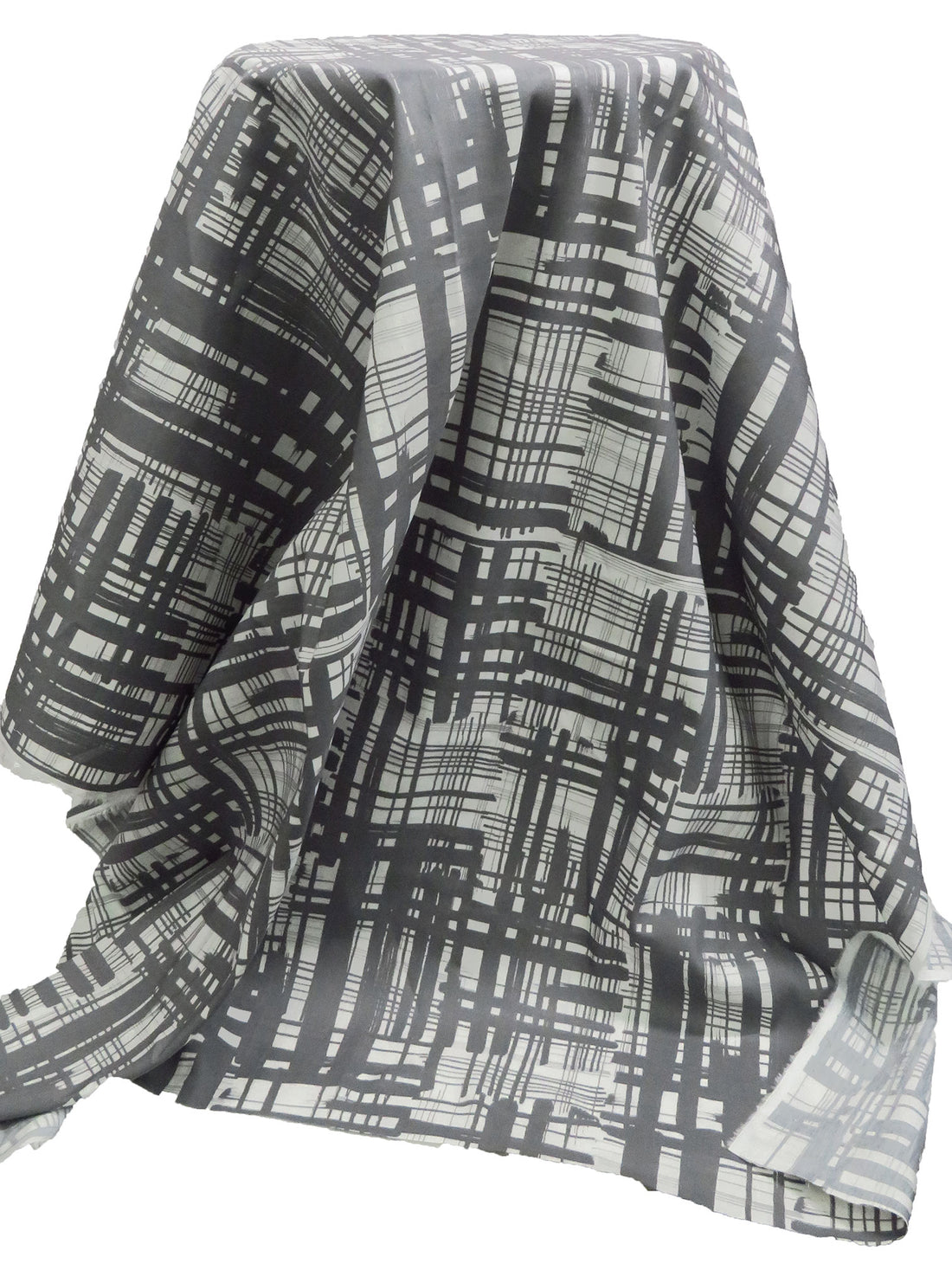 Dark Gray/Eggshell White Cotton/Polyester/Lycra Stretch Poplin Shirting - NY Designer - 41W