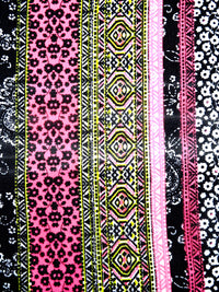 Black/White/Highlighter Pink/Multi 100% Polyester Everything Vertical Stripe Print Crepe Chiffon 58W