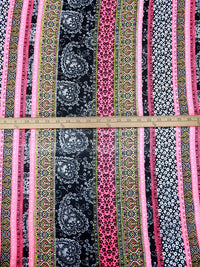 Black/White/Highlighter Pink/Multi 100% Polyester Everything Vertical Stripe Print Crepe Chiffon 58W