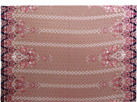 Old Rose/Midnight Navy/Crimson/Multi 100% Rayon Double Border Ornate Print Challis 56W
