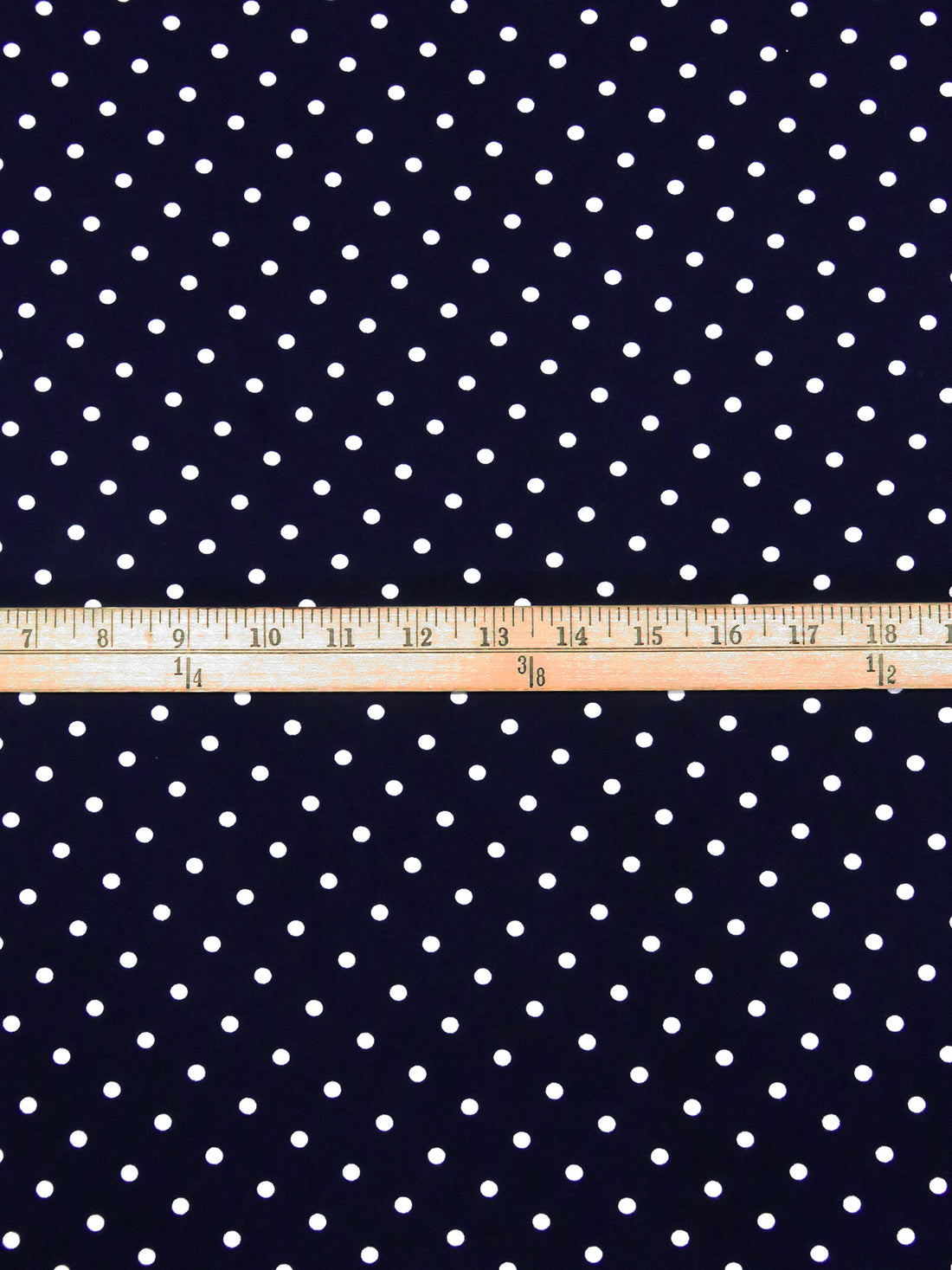 Deep Navy Blue/White Polyester/Lycra Polka Dot Print Double Brushed Knit 60W