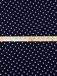 Deep Navy Blue/White Polyester/Lycra Polka Dot Print Double Brushed Knit 60W