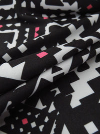 Pale Silver/Black/Brink Pink Nylon/Lycra Southwest Print Activewear Knit - Luxury Activewear Brand - 58W