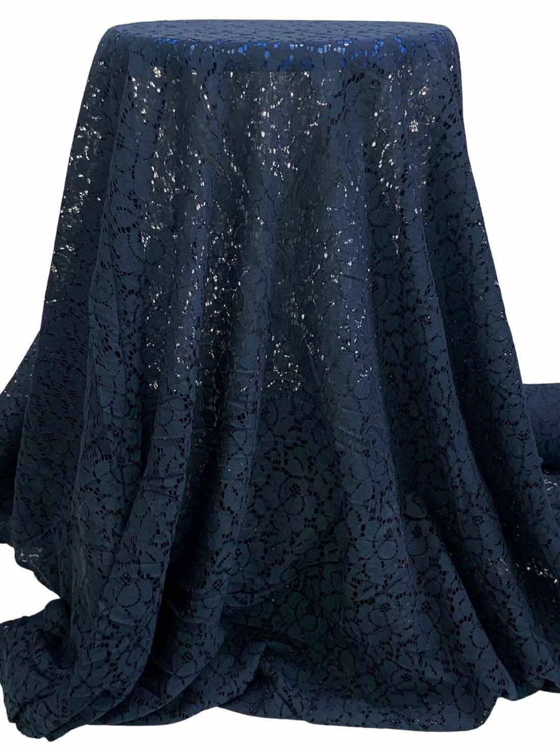 Navy Cotton/Polyester Floral Weave Lace - Famous Dress Designer - 56W