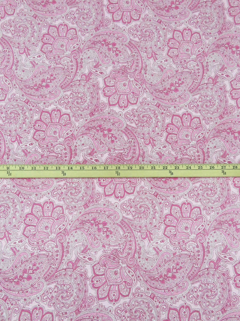 Baby Pink/Magenta/White 100% Cotton Ornate Floral Paisley Print Jersey Knit 62W