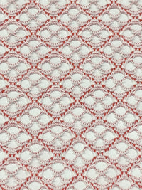 Petal Pink/Medium Carmine Polyester/Lycra Overlapping Scallop Design Lace Knit - Famous Dress Designer - 58W