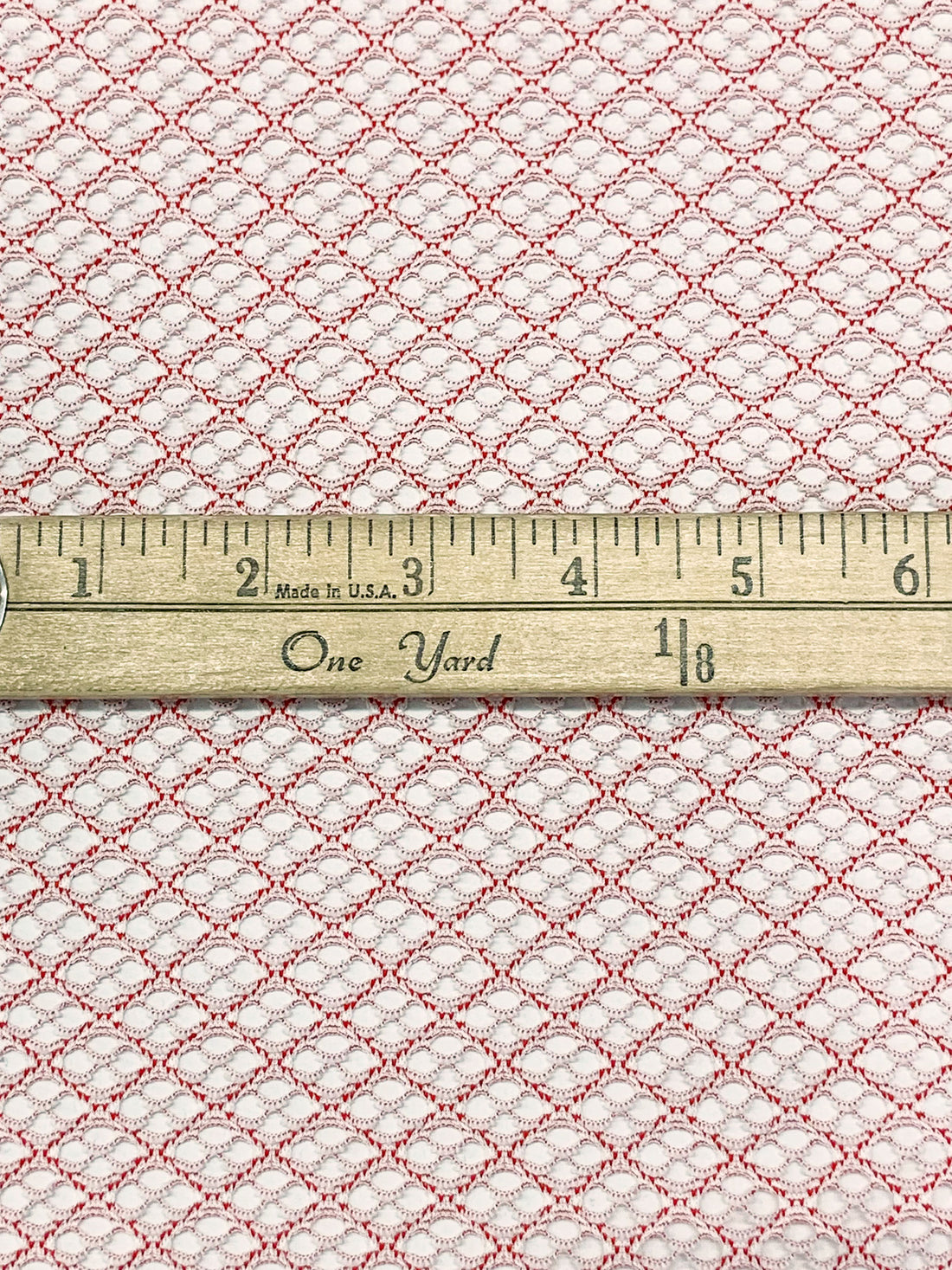 Petal Pink/Medium Carmine Polyester/Lycra Overlapping Scallop Design Lace Knit - Famous Dress Designer - 58W