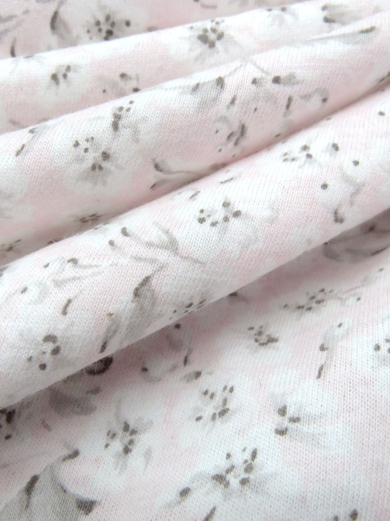 Pale Ballet Pink/White/Iron Gray/Pale Cloud Gray 100% Cotton Floral Print Jersey Knit 60W