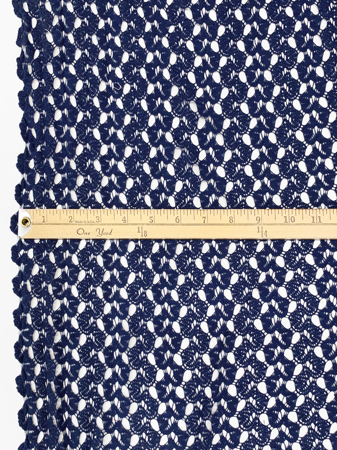 Navy Blue Polyester/Cotton Ornate Weave Lace - Famous Dress Designer - 51W