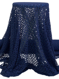 Navy Blue Polyester/Cotton Ornate Weave Lace - Famous Dress Designer - 51W