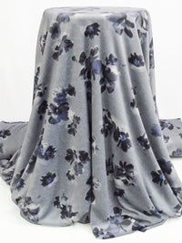 Cool Shadow Gray/Dark Iron Gray/Periwinkle Polyester/Lycra Floral Print Velour Knit 62W