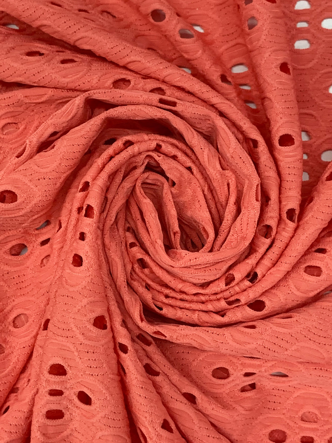 Coral Nylon/Lycra Medallion Lace Knit - Famous Dress Designer - 49W