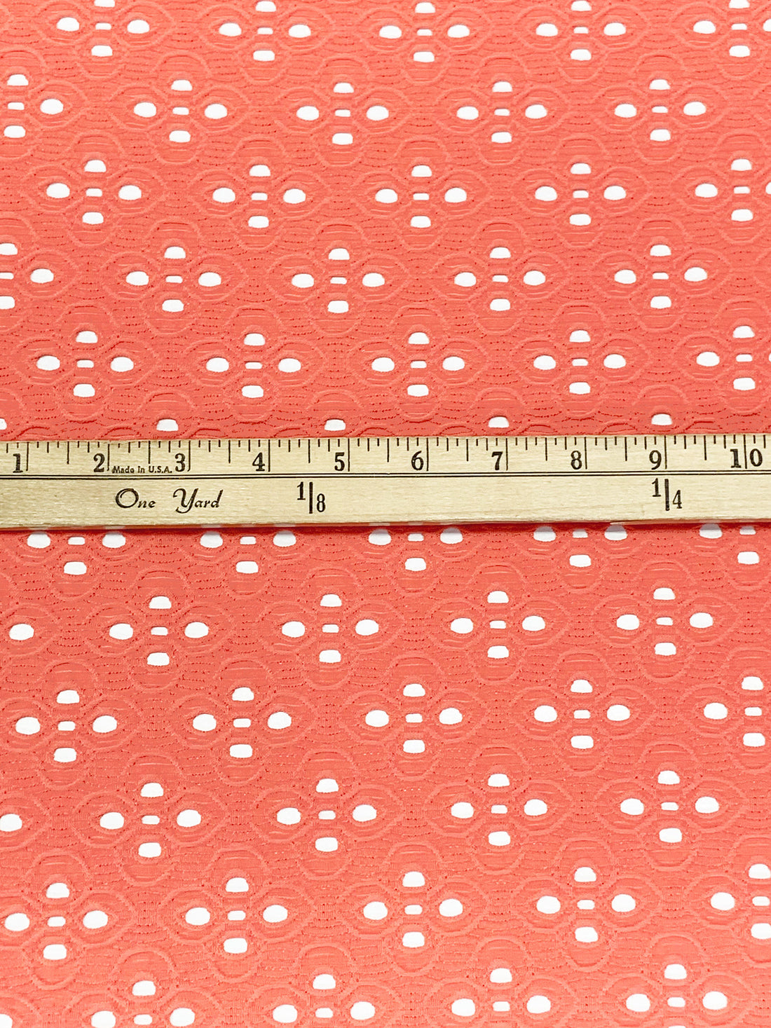 Coral Nylon/Lycra Medallion Lace Knit - Famous Dress Designer - 49W