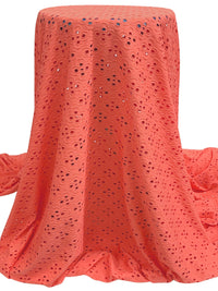 Coral Nylon/Lycra Medallion Lace Knit - Famous Dress Designer - 49W