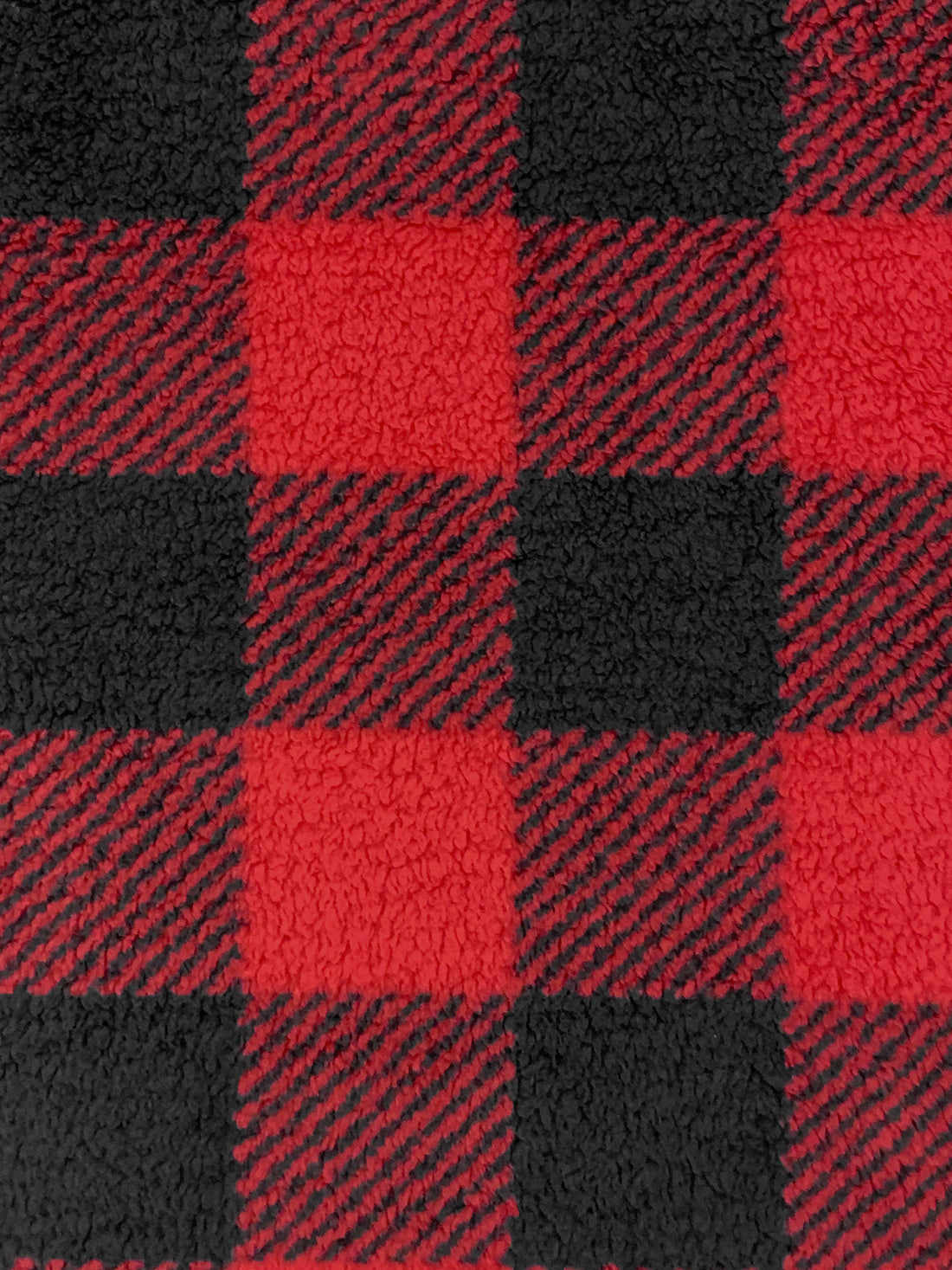 Classic Red/Black 100% Polyester Buffalo Check Plaid Sherpa Fleece 62W