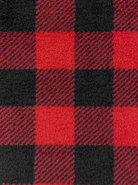 Classic Red/Black 100% Polyester Buffalo Check Plaid Sherpa Fleece 62W