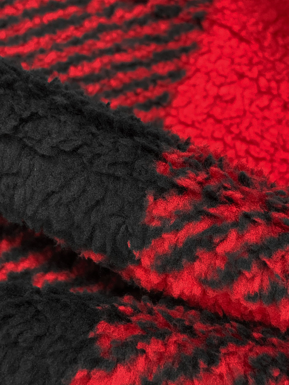 Classic Red/Black 100% Polyester Buffalo Check Plaid Sherpa Fleece 62W