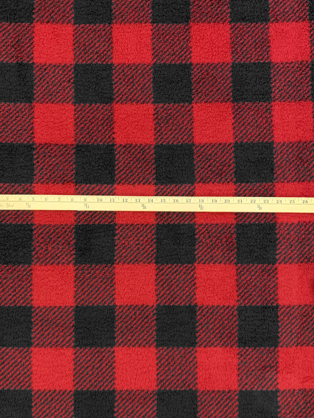 Classic Red/Black 100% Polyester Buffalo Check Plaid Sherpa Fleece 62W