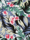 Black/Shadow Blue/Buttercream/Multi Rayon/Nylon/Lycra Tropical Floral Print Stretch Bengaline Suiting - NY Designer - 56W