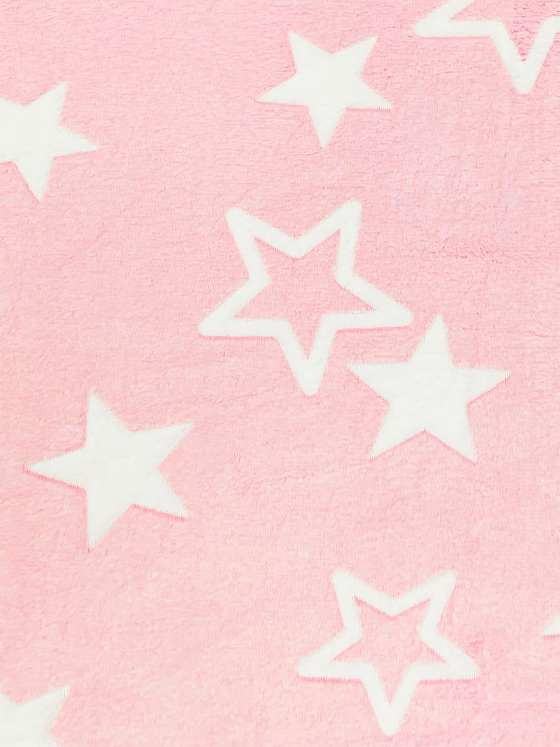 Pale Petal Pink/White 100% Polyester Stars Design Minky Fleece 62W