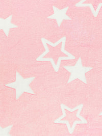 Pale Petal Pink/White 100% Polyester Stars Design Minky Fleece 62W