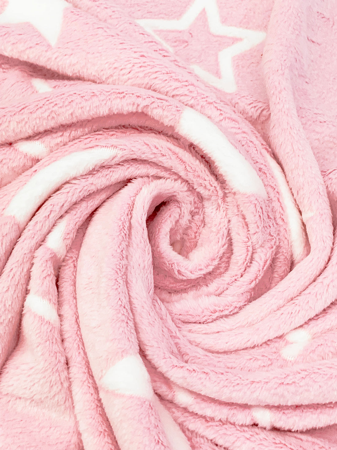 Pale Petal Pink/White 100% Polyester Stars Design Minky Fleece 62W