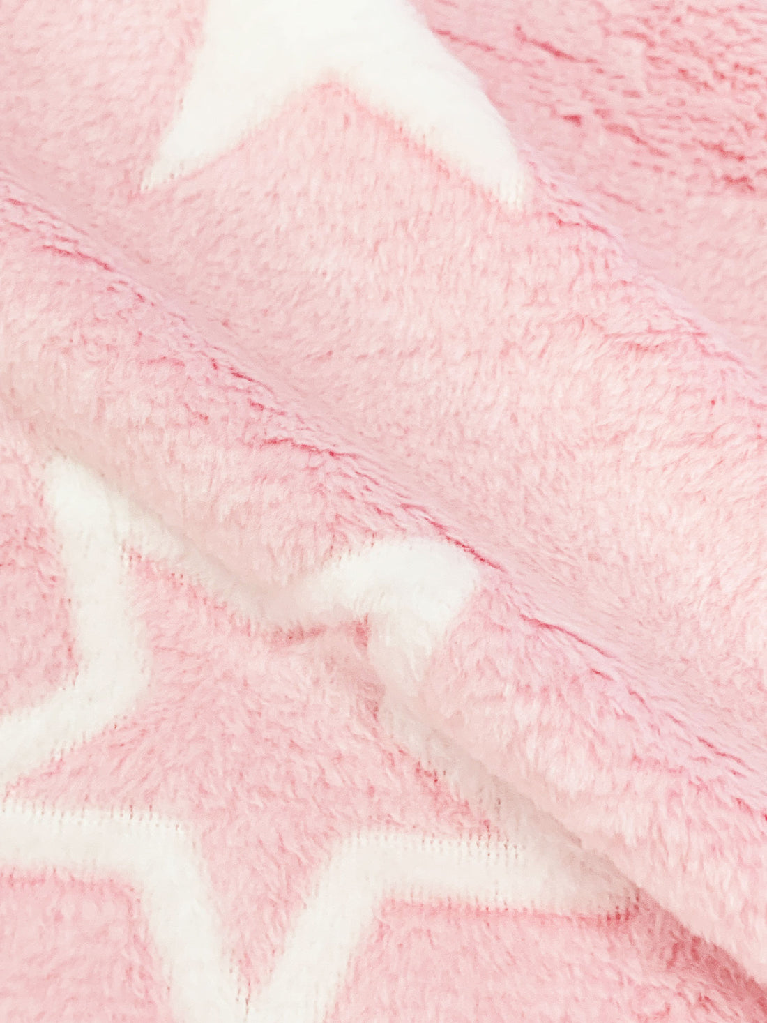 Pale Petal Pink/White 100% Polyester Stars Design Minky Fleece 62W
