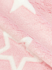 Pale Petal Pink/White 100% Polyester Stars Design Minky Fleece 62W