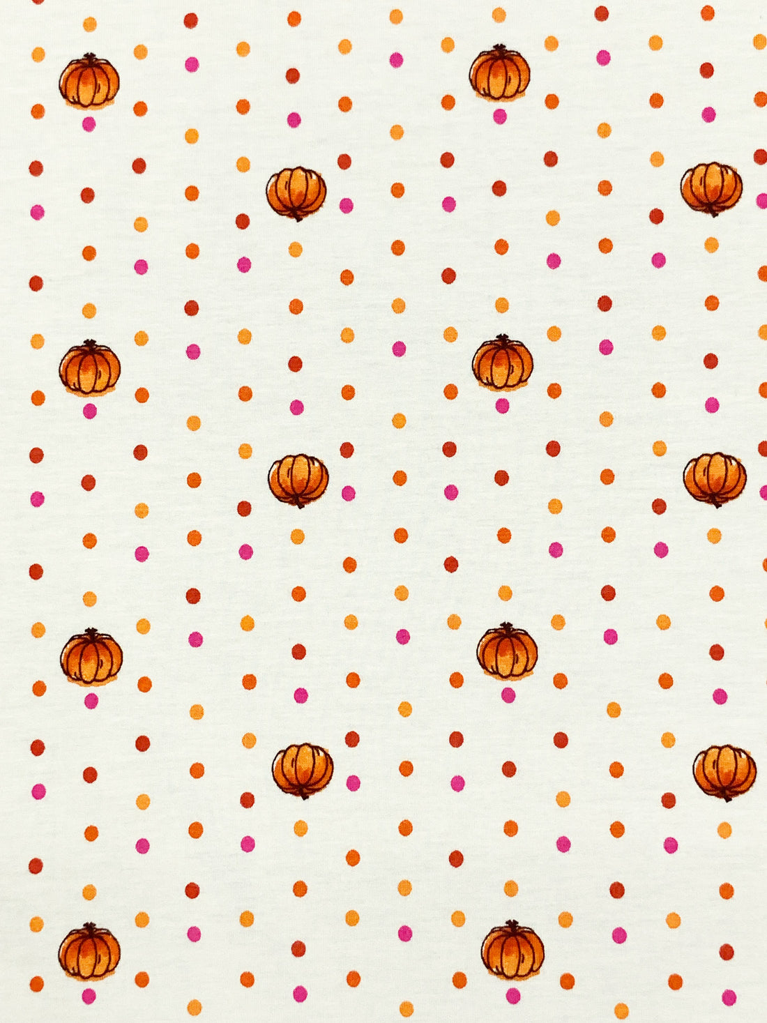 Eggshell/Orange Torch/Fuchsia Pink/Multi Cotton/Lycra Pumpkin Dot Print Jersey Knit 67W