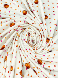 Eggshell/Orange Torch/Fuchsia Pink/Multi Cotton/Lycra Pumpkin Dot Print Jersey Knit 67W