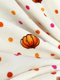Eggshell/Orange Torch/Fuchsia Pink/Multi Cotton/Lycra Pumpkin Dot Print Jersey Knit 67W
