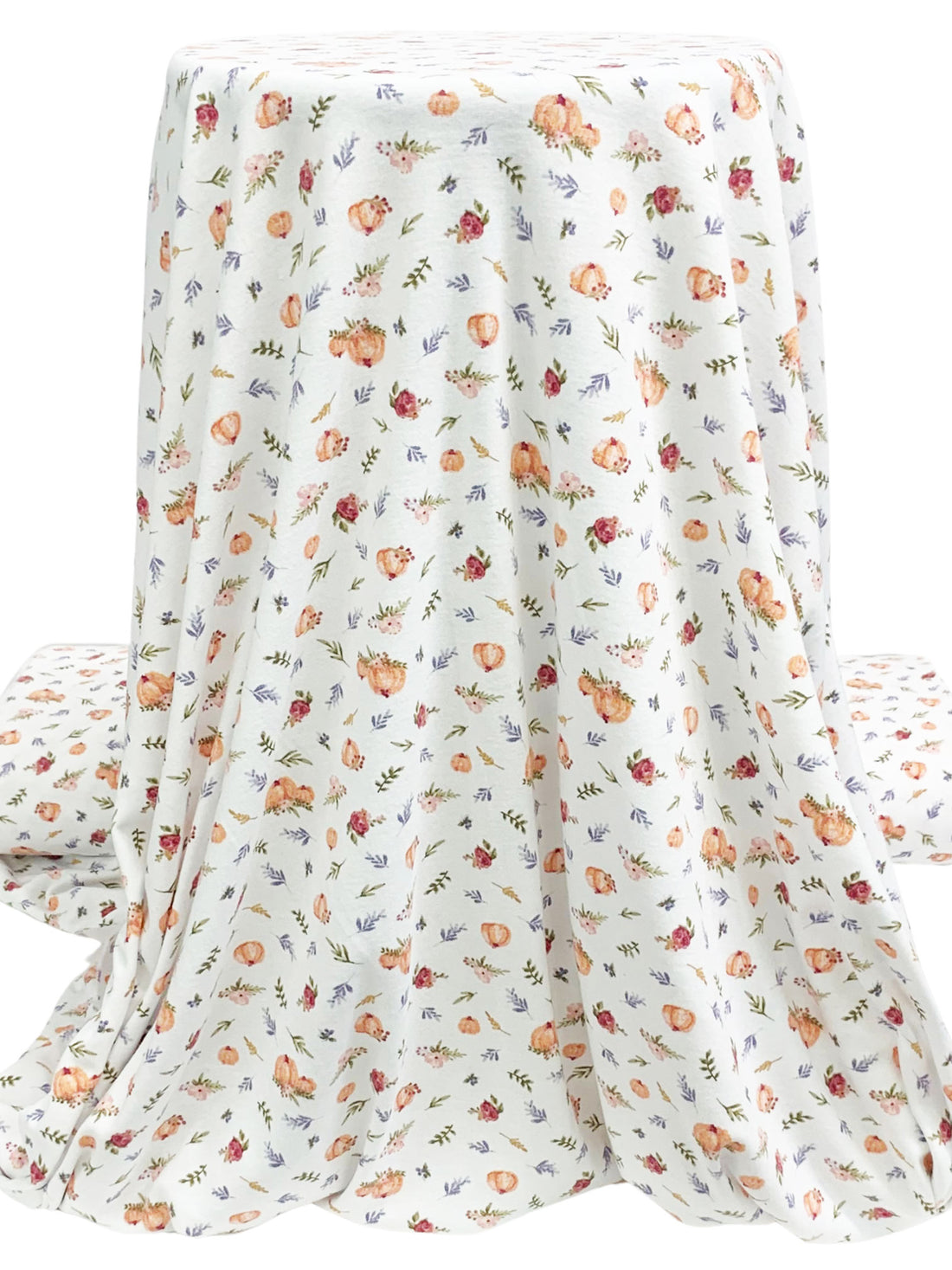 White/Golden Squash/Grape Jam/Multi Cotton/Polyester Pumpkin Branchlet Print Interlock Knit 70W