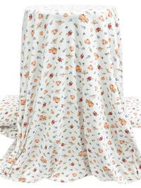 White/Golden Squash/Grape Jam/Multi Cotton/Polyester Pumpkin Branchlet Print Interlock Knit 70W