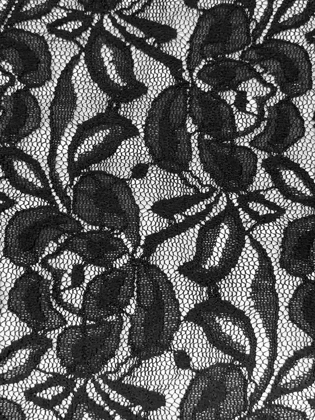 Black 100% Polyester Floral Weave Lace Netting - Famous Dress Designer - 55W