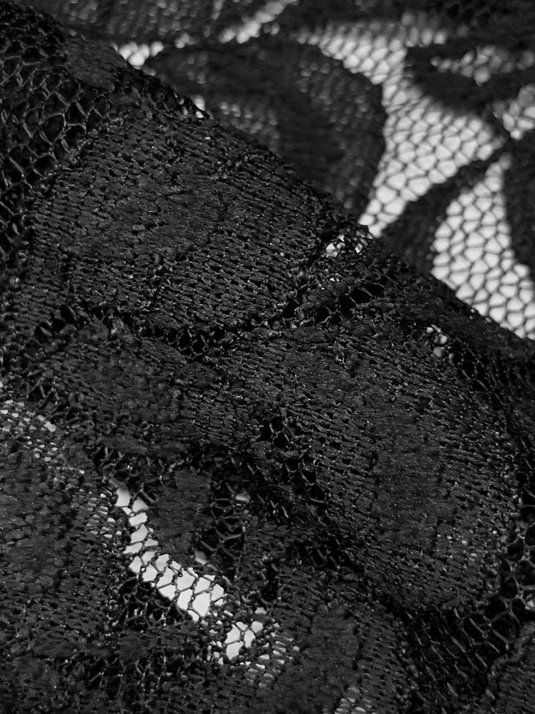 Black 100% Polyester Floral Weave Lace Netting - Famous Dress Designer - 55W