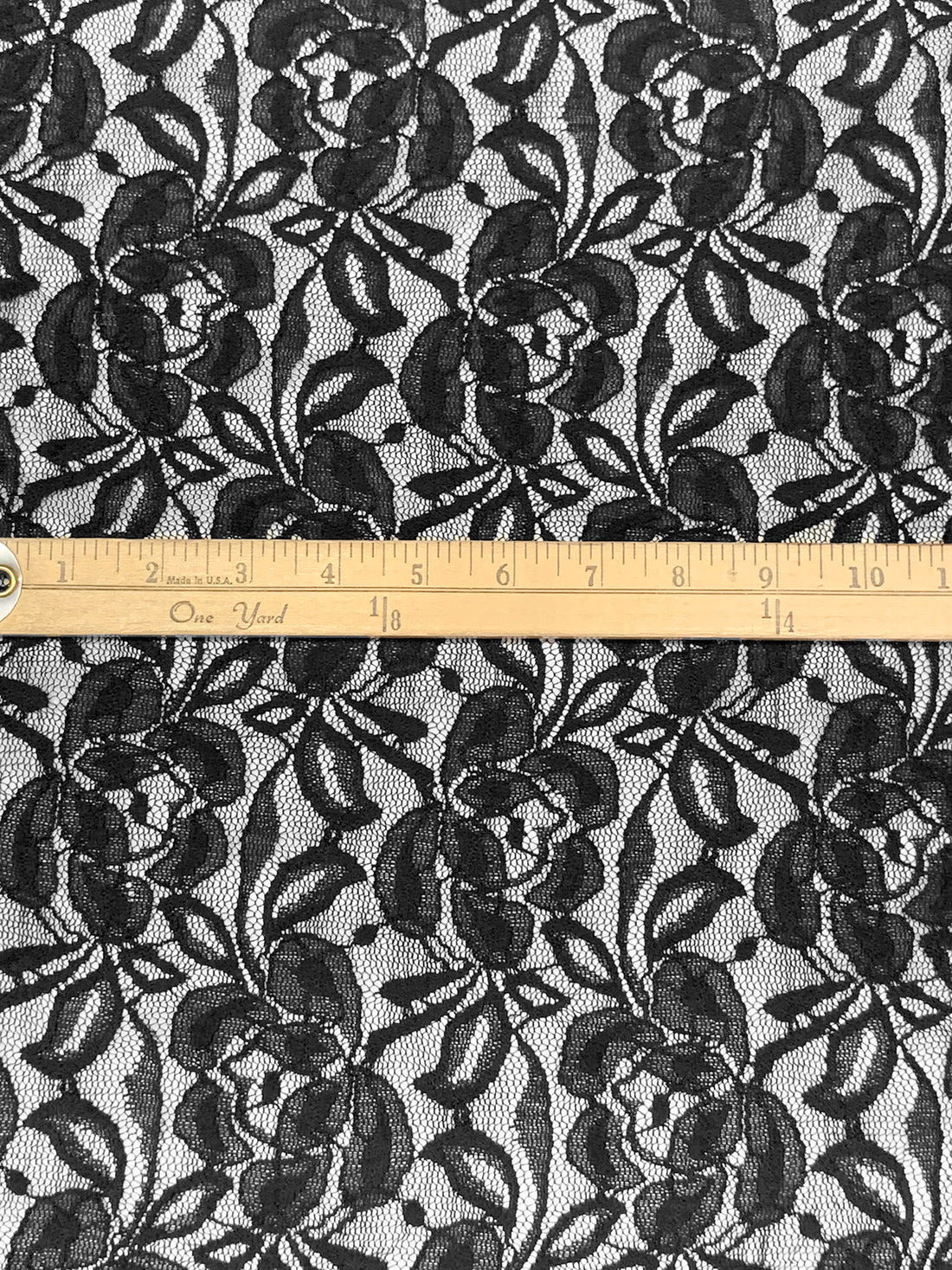 Black 100% Polyester Floral Weave Lace Netting - Famous Dress Designer - 55W