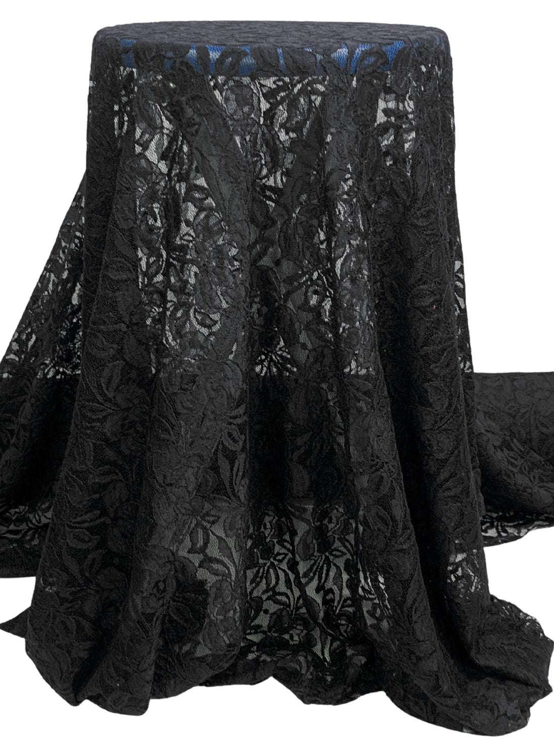 Black 100% Polyester Floral Weave Lace Netting - Famous Dress Designer - 55W