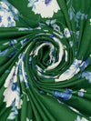 Dark Moss Green/White/French Blue/Multi Polyester/Lycra Floral Print Double Brushed Knit 56W