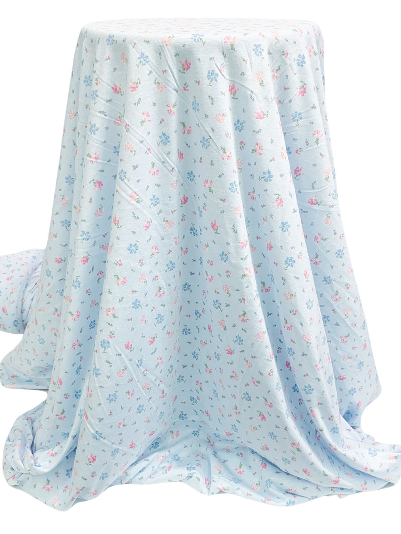 Pale Blue/Baby Pink/Soft Pine/Shadow Blue 100% Cotton Ditsy Floral Print Jersey Knit 60W