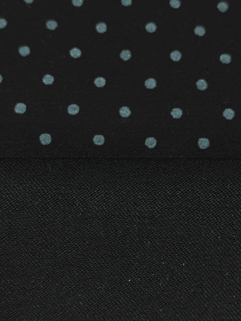 Black/Light Slate Gray Rayon/Nylon/Lycra Polka Dot Print Stretch Bengaline Suiting - NY Designer - 58W