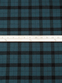 Navy-Teal/Black 100% Cotton Plaid Weave Flannel Jacket Weight Woven 57W