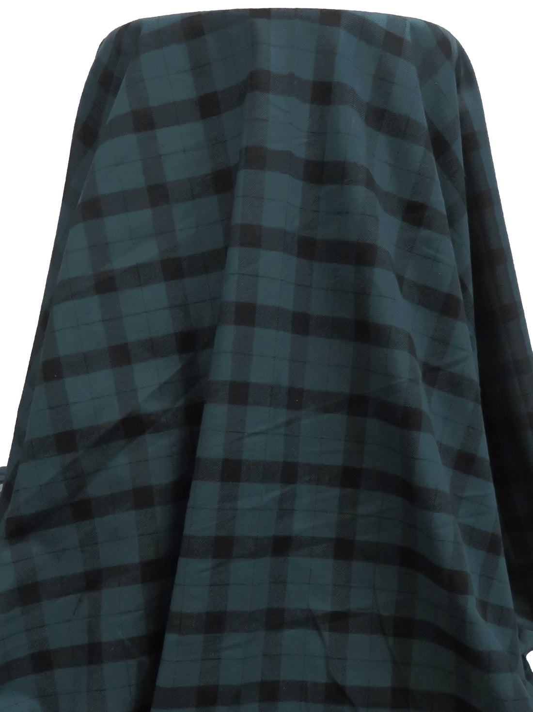 Navy-Teal/Black 100% Cotton Plaid Weave Flannel Jacket Weight Woven 57W