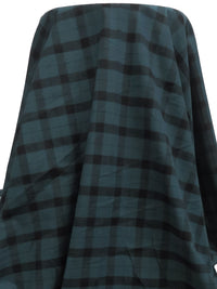 Navy-Teal/Black 100% Cotton Plaid Weave Flannel Jacket Weight Woven 57W