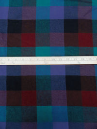 Black/Dark Maroon/Dark Teal/Multi 100% Cotton Plaid Weave Flannel Jacket Weight Woven 58W